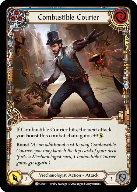 [CRU111]Combustible Courier[Common]（Crucible of War First Edition Mechanologist Action Attack Blue）【FleshandBlood FaB】
