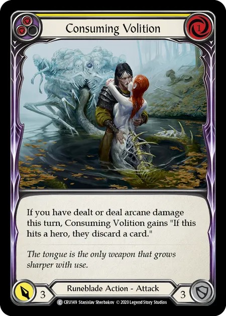[CRU149]Consuming Volition[Common]（Crucible of War First Edition Runeblade Action Attack Yellow）【FleshandBlood FaB】