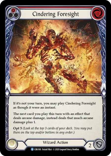 [CRU165]Cindering Foresight[Rare]（Crucible of War First Edition Wizard Action Non-Attack Red）【FleshandBlood FaB】