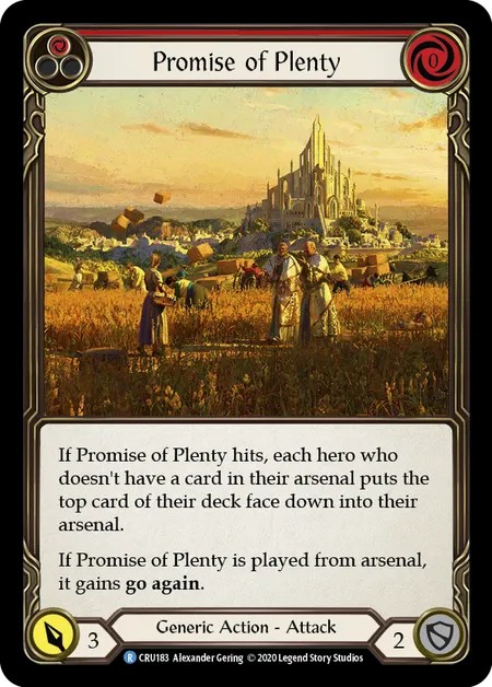 [CRU183]Promise of Plenty[Rare]（Crucible of War First Edition Generic Action Attack Red）【FleshandBlood FaB】