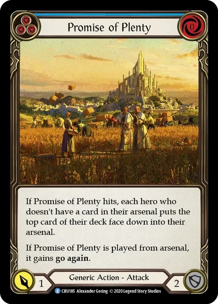 [CRU185]Promise of Plenty[Rare]（Crucible of War First Edition Generic Action Attack Blue）【FleshandBlood FaB】