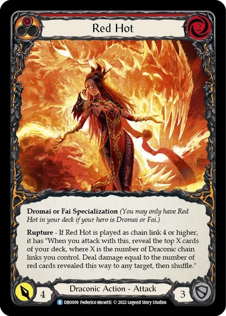 [DRO009]Red Hot[Rare]（Blitz Deck Draconic NotClassed Action Attack Red）【FleshandBlood FaB】