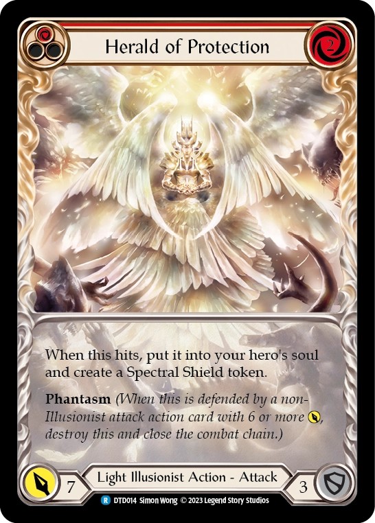 [DTD014]Herald of Protection[Rare]（Dusk till Dawn Light Illusionist Action Attack Red）【FleshandBlood FaB】