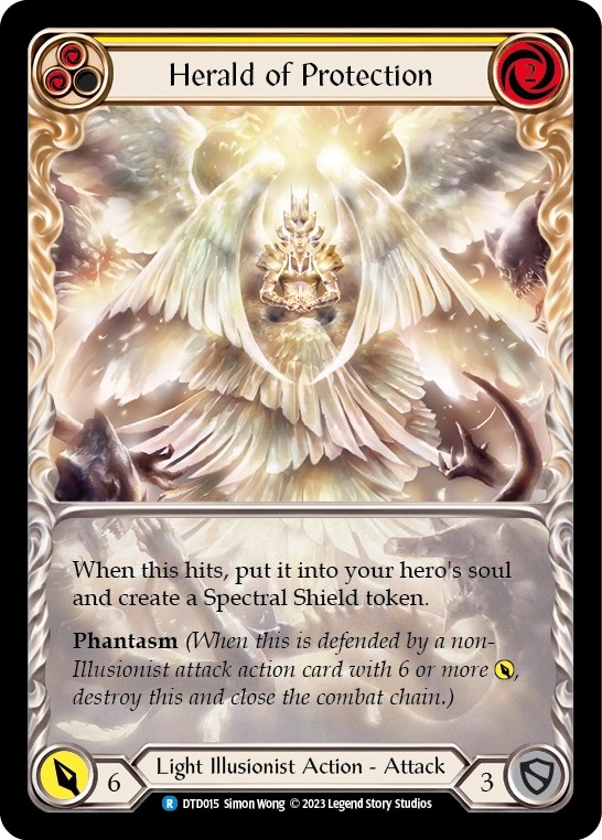 [DTD015]Herald of Protection[Rare]（Dusk till Dawn Light Illusionist Action Attack Yellow）【FleshandBlood FaB】