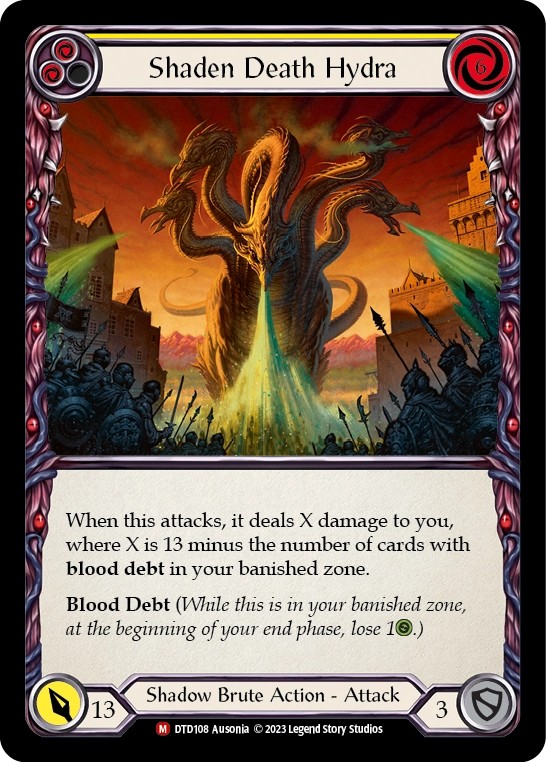 [DTD108]Shaden Death Hydra[Majestic]（Dusk till Dawn Shadow Brute Action Attack Yellow）【FleshandBlood FaB】