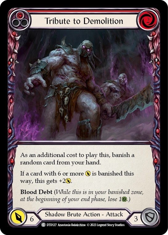 [DTD127-Rainbow Foil]Tribute to Demolition[Common]（Dusk till Dawn Shadow Brute Action Attack Red）【FleshandBlood FaB】