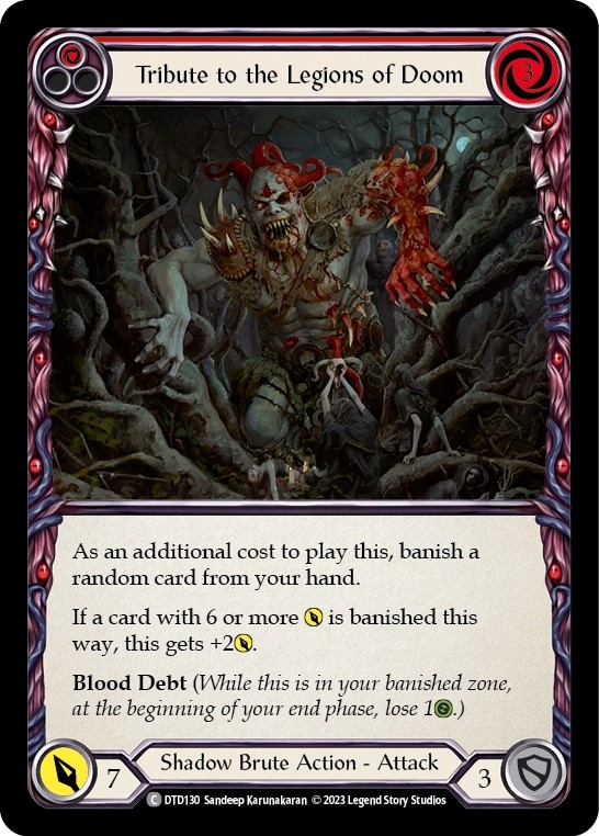 [DTD130]Tribute to the Legions of Doom[Common]（Dusk till Dawn Shadow Brute Action Attack Red）【FleshandBlood FaB】