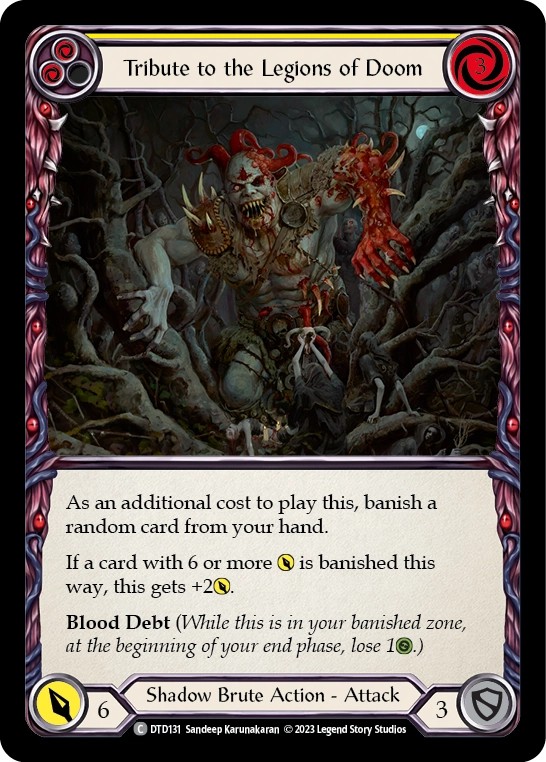 [DTD131]Tribute to the Legions of Doom[Common]（Dusk till Dawn Shadow Brute Action Attack Yellow）【FleshandBlood FaB】