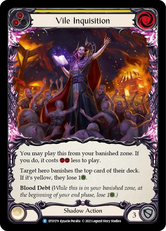 [DTD179]Vile Inquisition[Rare]（Dusk till Dawn Shadow NotClassed Action Non-Attack Yellow）【FleshandBlood FaB】