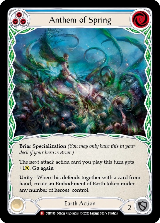 [DTD196]Anthem of Spring[Majestic]（Dusk till Dawn Earth NotClassed Action Non-Attack Blue）【FleshandBlood FaB】