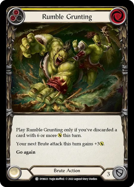 [DYN023-Rainbow Foil]Rumble Grunting[Common]（Dynasty Brute Action Non-Attack Yellow）【FleshandBlood FaB】