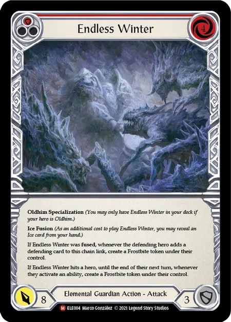 [ELE004-Rainbow Foil]Endless Winter[Majestic]（Tales of Aria First Edition Elemental Guardian Action Attack Red）【FleshandBlood FaB】