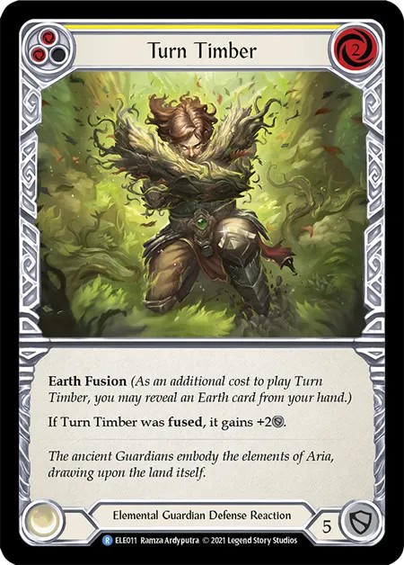 [ELE011]Turn Timber[Rare]（Tales of Aria First Edition Elemental Guardian Defense Reaction Yellow）【FleshandBlood FaB】