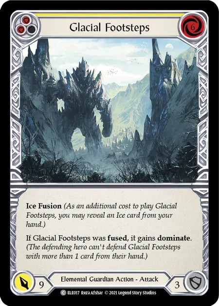 [ELE017-Rainbow Foil]Glacial Footsteps[Common]（Tales of Aria First Edition Elemental Guardian Action Attack Yellow）【FleshandBlood FaB】