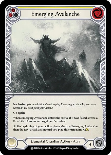 [ELE026-Rainbow Foil]Emerging Avalanche[Common]（Tales of Aria First Edition Elemental Guardian Action Aura Non-Attack Yellow）【FleshandBlood FaB】