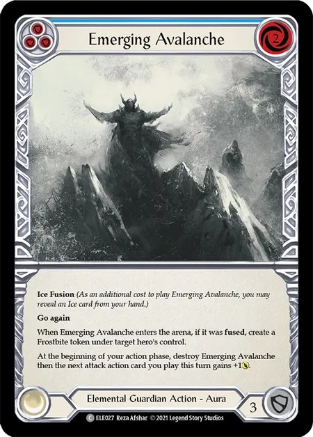 [ELE027-Rainbow Foil]Emerging Avalanche[Common]（Tales of Aria First Edition Elemental Guardian Action Aura Non-Attack Blue）【FleshandBlood FaB】
