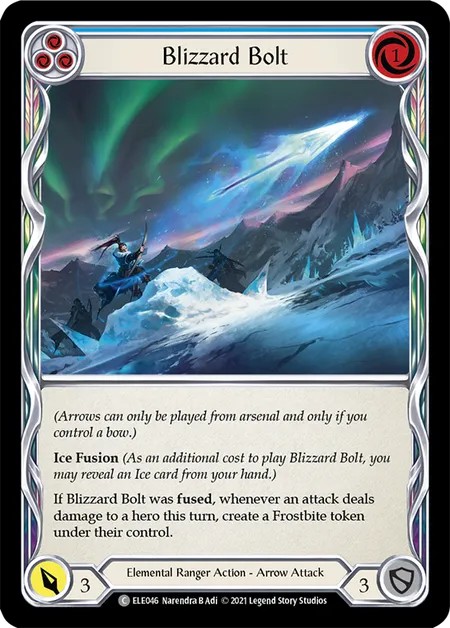 [ELE046-Rainbow Foil]Blizzard Bolt[Common]（Tales of Aria First Edition Elemental Ranger Action Arrow Attack Blue）【FleshandBlood FaB】