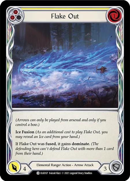 [ELE057-Rainbow Foil]Flake Out[Common]（Tales of Aria First Edition Elemental Ranger Action Arrow Attack Yellow）【FleshandBlood FaB】