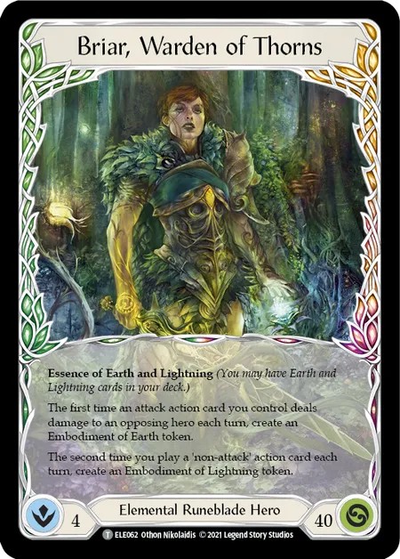 [ELE062]Briar, Warden of Thorns[Tokens]（Tales of Aria First Edition Earth,Elemental,Lightning Runeblade Hero）【FleshandBlood FaB】