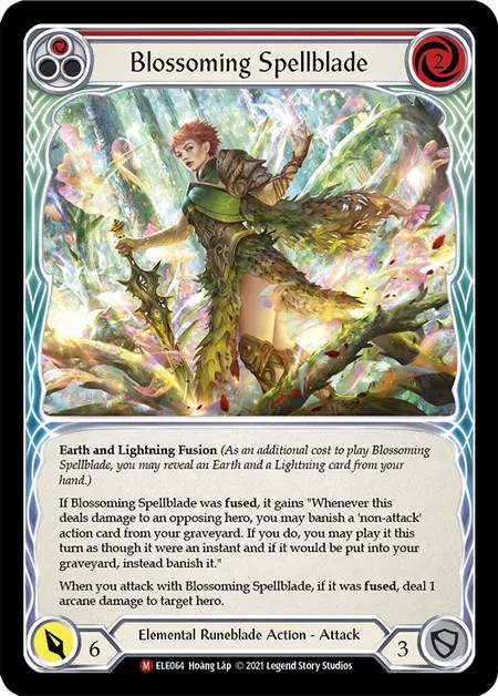 [ELE064-Rainbow Foil]Blossoming Spellblade[Majestic]（Tales of Aria First Edition Elemental Runeblade Action Attack Red）【FleshandBlood FaB】