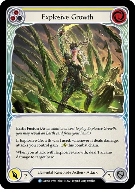 [ELE068-Rainbow Foil]Explosive Growth[Rare]（Tales of Aria First Edition Elemental Runeblade Action Attack Yellow）【FleshandBlood FaB】