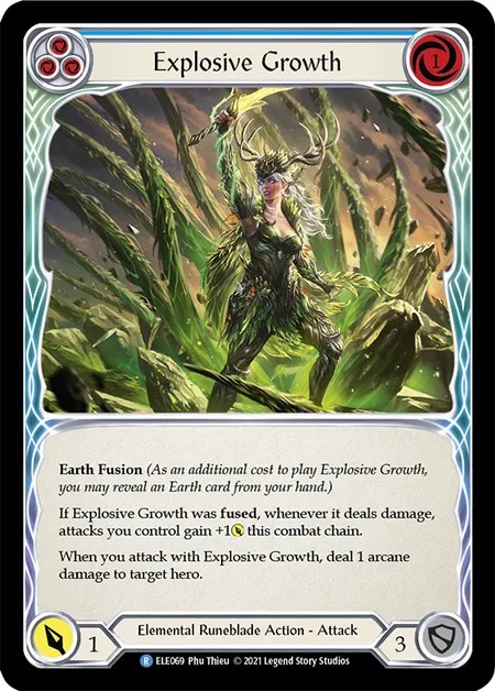 [ELE069]Explosive Growth[Rare]（Tales of Aria First Edition Elemental Runeblade Action Attack Blue）【FleshandBlood FaB】
