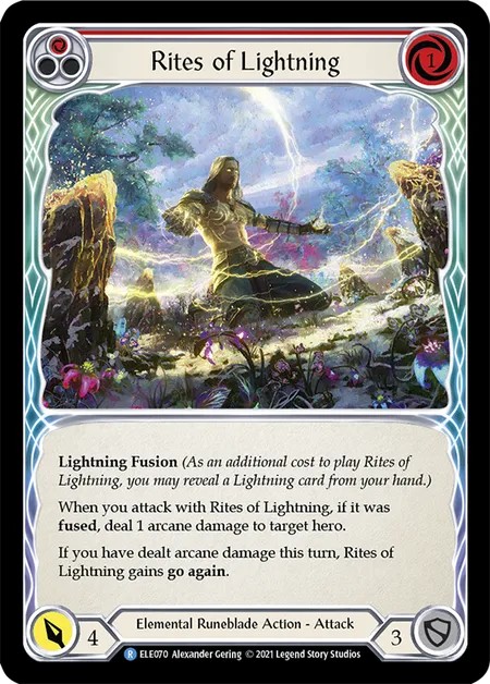 [ELE070-Rainbow Foil]Rites of Lightning[Rare]（Tales of Aria First Edition Elemental Runeblade Action Attack Red）【FleshandBlood FaB】
