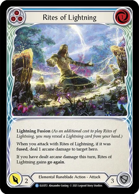 [ELE072]Rites of Lightning[Rare]（Tales of Aria First Edition Elemental Runeblade Action Attack Blue）【FleshandBlood FaB】