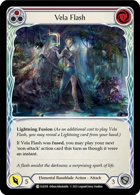 [ELE076-Rainbow Foil]Vela Flash[Common]（Tales of Aria First Edition Elemental Runeblade Action Attack Red）【FleshandBlood FaB】