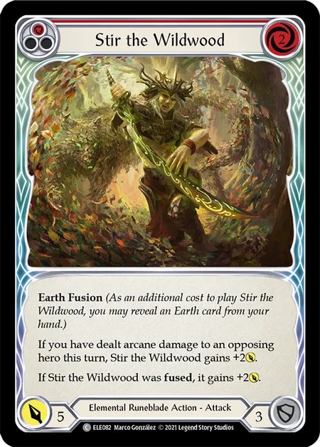 [ELE082-Rainbow Foil]Stir the Wildwood[Common]（Tales of Aria First Edition Elemental Runeblade Action Attack Red）【FleshandBlood FaB】