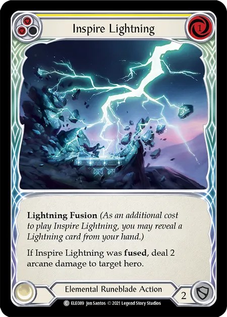 [ELE089-Rainbow Foil]Inspire Lightning[Common]（Tales of Aria First Edition Elemental Runeblade Action Non-Attack Yellow）【FleshandBlood FaB】