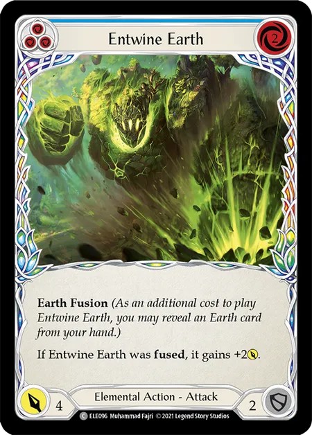 [ELE096-Rainbow Foil]Entwine Earth[Common]（Tales of Aria First Edition Elemental NotClassed Action Attack Blue）【FleshandBlood FaB】