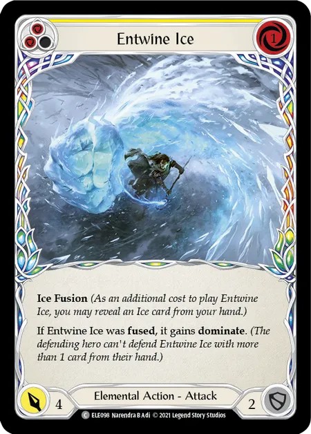 [ELE098-Rainbow Foil]Entwine Ice[Common]（Tales of Aria First Edition Elemental NotClassed Action Attack Yellow）【FleshandBlood FaB】