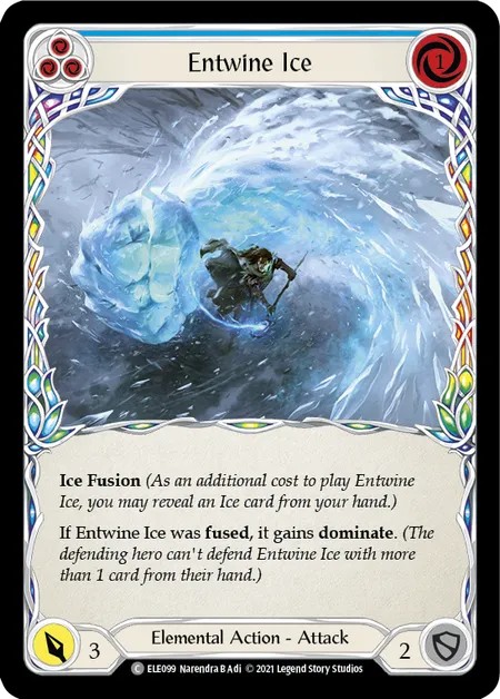 [ELE099-Rainbow Foil]Entwine Ice[Common]（Tales of Aria First Edition Elemental NotClassed Action Attack Blue）【FleshandBlood FaB】