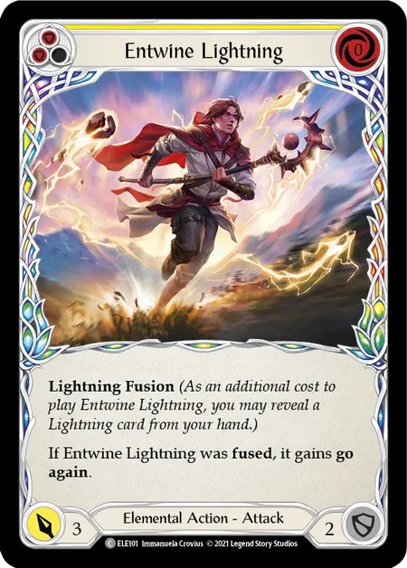 [ELE101-Rainbow Foil]Entwine Lightning[Common]（Tales of Aria First Edition Elemental NotClassed Action Attack Yellow）【FleshandBlood FaB】