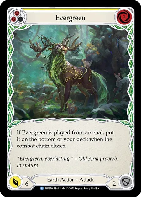 [ELE120-Rainbow Foil]Evergreen[Rare]（Tales of Aria First Edition Earth NotClassed Action Attack Yellow）【FleshandBlood FaB】