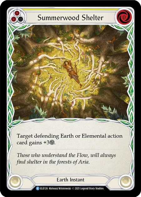 179537[ELE029-Rainbow Foil]Strength of Sequoia[Common]（Tales of Aria First Edition Elemental Guardian Action Aura Non-Attack Yellow）【FleshandBlood FaB】