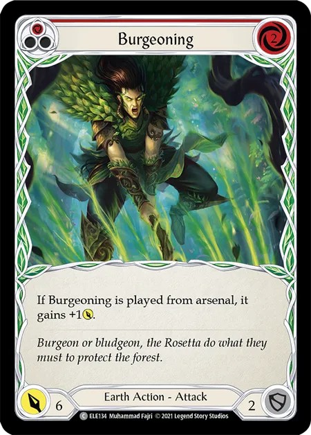 [ELE134-Rainbow Foil]Burgeoning[Common]（Tales of Aria First Edition Earth NotClassed Action Attack Red）【FleshandBlood FaB】