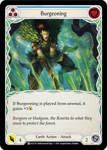 [ELE136-Rainbow Foil]Burgeoning[Common]（Tales of Aria First Edition Earth NotClassed Action Attack Blue）【FleshandBlood FaB】