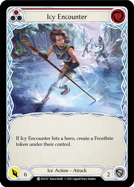 [ELE157-Rainbow Foil]Icy Encounter[Common]（Tales of Aria First Edition Ice NotClassed Action Attack Red）【FleshandBlood FaB】