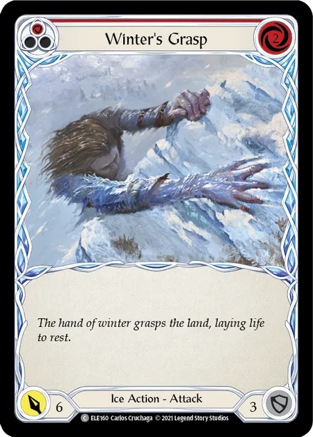 [ELE160-Rainbow Foil]Winter’s Grasp[Common]（Tales of Aria First Edition Ice NotClassed Action Attack Red）【FleshandBlood FaB】