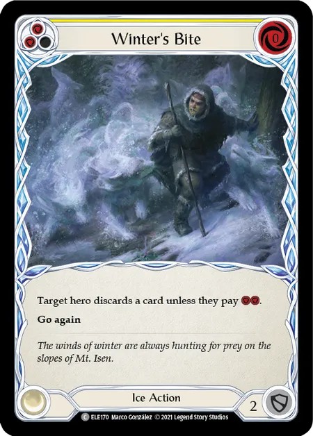 [ELE170-Rainbow Foil]Winter’s Bite[Common]（Tales of Aria First Edition Ice NotClassed Action Non-Attack Yellow）【FleshandBlood FaB】