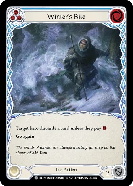 [ELE171-Rainbow Foil]Winter’s Bite[Common]（Tales of Aria First Edition Ice NotClassed Action Non-Attack Blue）【FleshandBlood FaB】