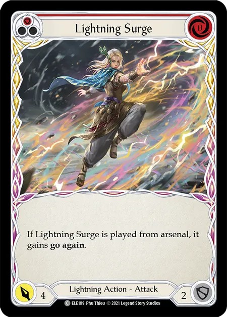 [ELE189-Rainbow Foil]Lightning Surge[Common]（Tales of Aria First Edition Lightning NotClassed Action Attack Red）【FleshandBlood FaB】