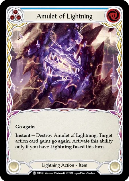 [ELE201]Amulet of Lightning[Common]（Tales of Aria First Edition Lightning NotClassed Action Item Non-Attack Blue）【FleshandBlood FaB】
