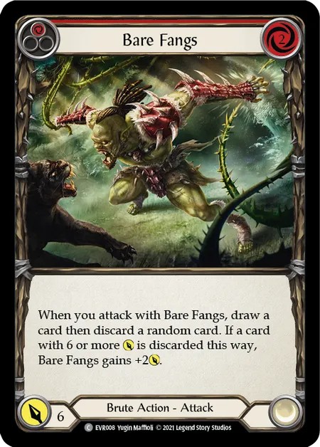 [EVR008]Bare Fangs[Common]（Everfest Brute Action Attack Red）【FleshandBlood FaB】