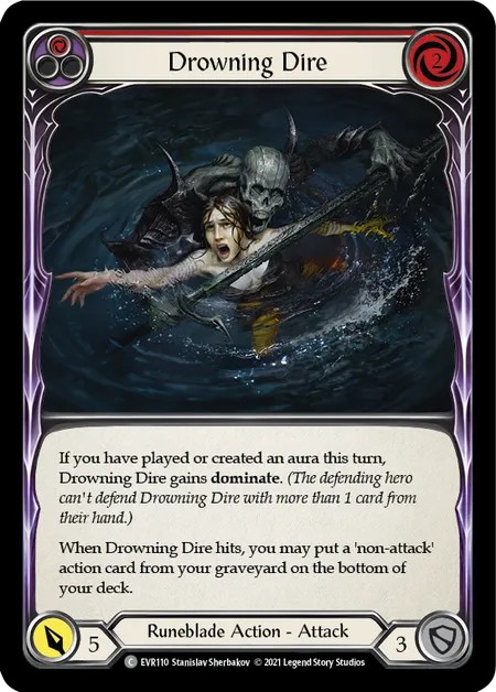 [EVR110]Drowning Dire[Common]（Everfest Runeblade Action Attack Red）【FleshandBlood FaB】