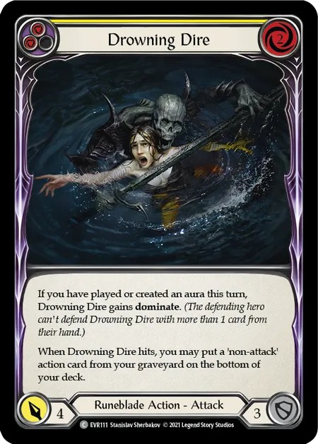 [EVR111-Rainbow Foil]Drowning Dire[Common]（Everfest Runeblade Action Attack Yellow）【FleshandBlood FaB】