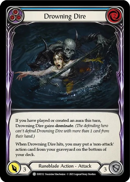[EVR112]Drowning Dire[Common]（Everfest Runeblade Action Attack Blue）【FleshandBlood FaB】