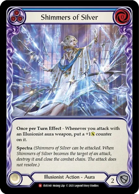 [EVR140]Shimmers of Silver[Majestic]（Everfest Illusionist Action Aura Non-Attack Blue）【FleshandBlood FaB】